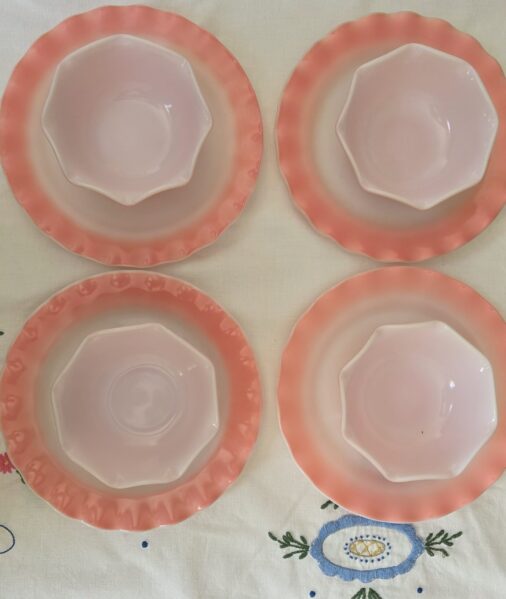 Hazel Atlas Pink Ripple Dinner Ware